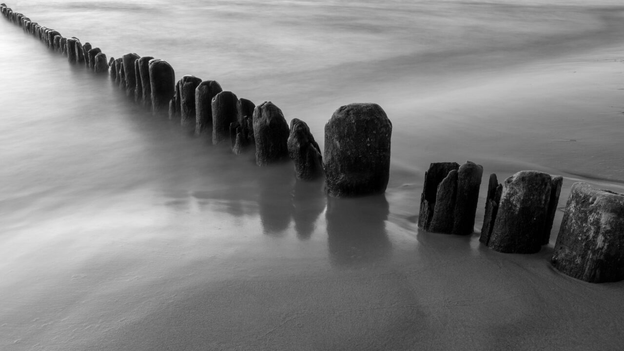 Black and white breakwater.