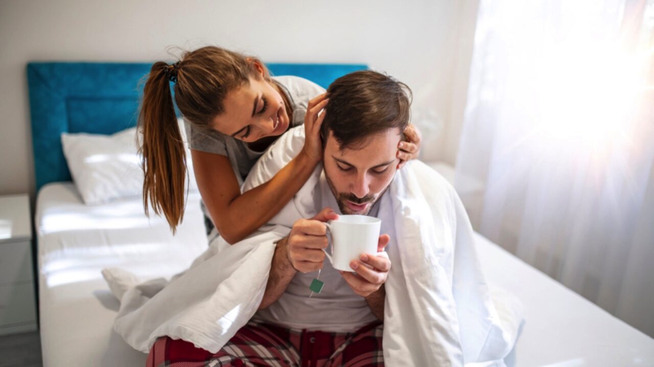 Woman caring for husband